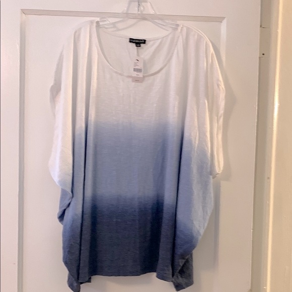 Lane Bryant Tops - Lane Bryant Blue and White poncho style top